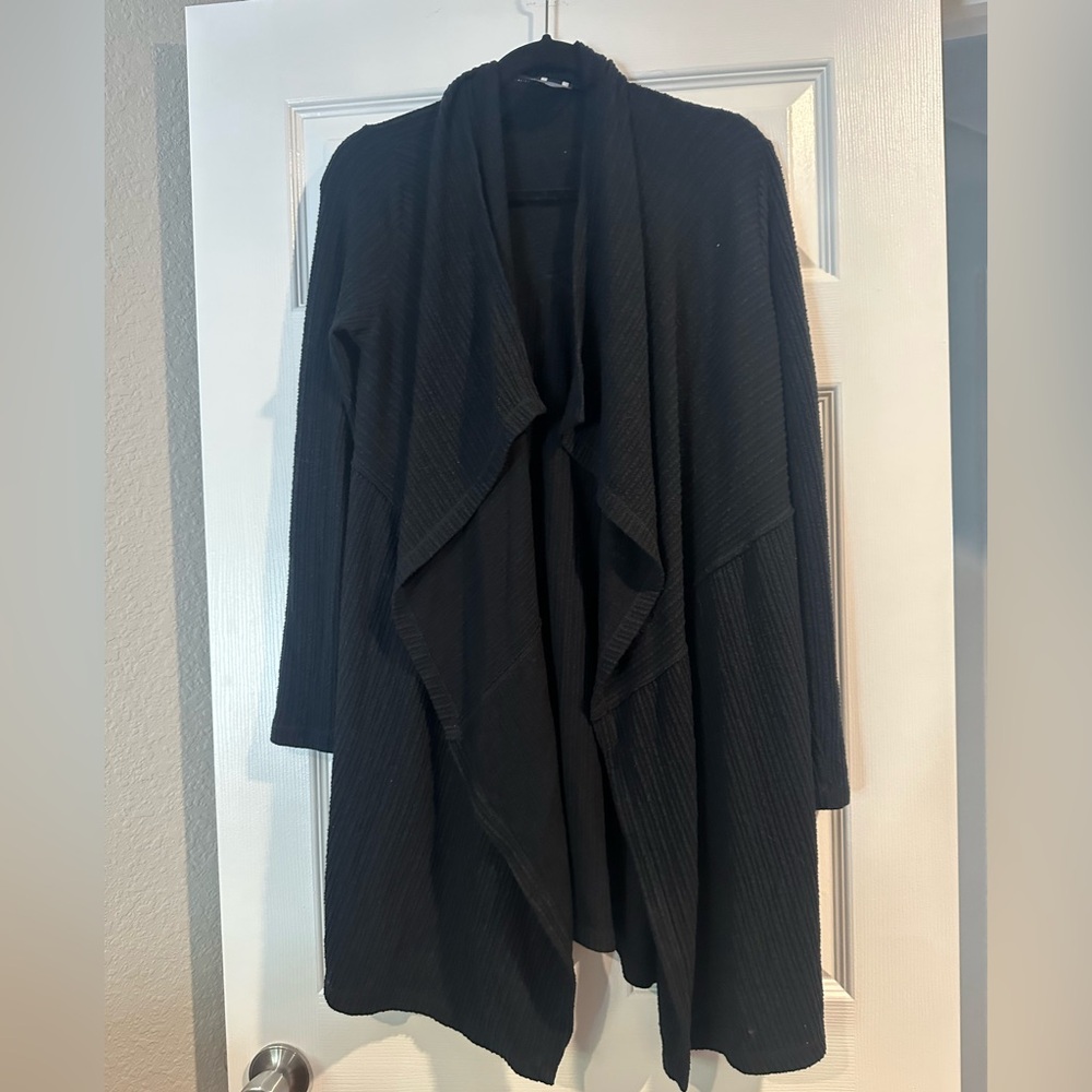 H by Halston Black Open Front Cardigan with pockets